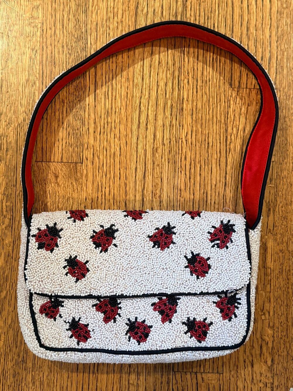 Beaded ladybug bag